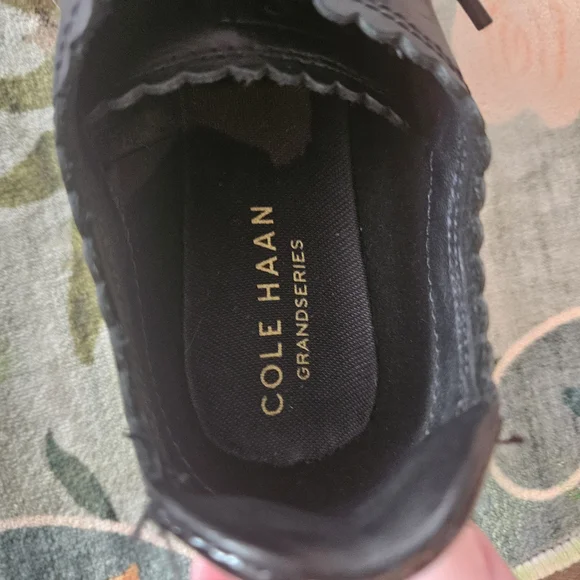 Cole Haan Grand OS Black, Scalloped Leather, sneakers - Picture 4 of 10